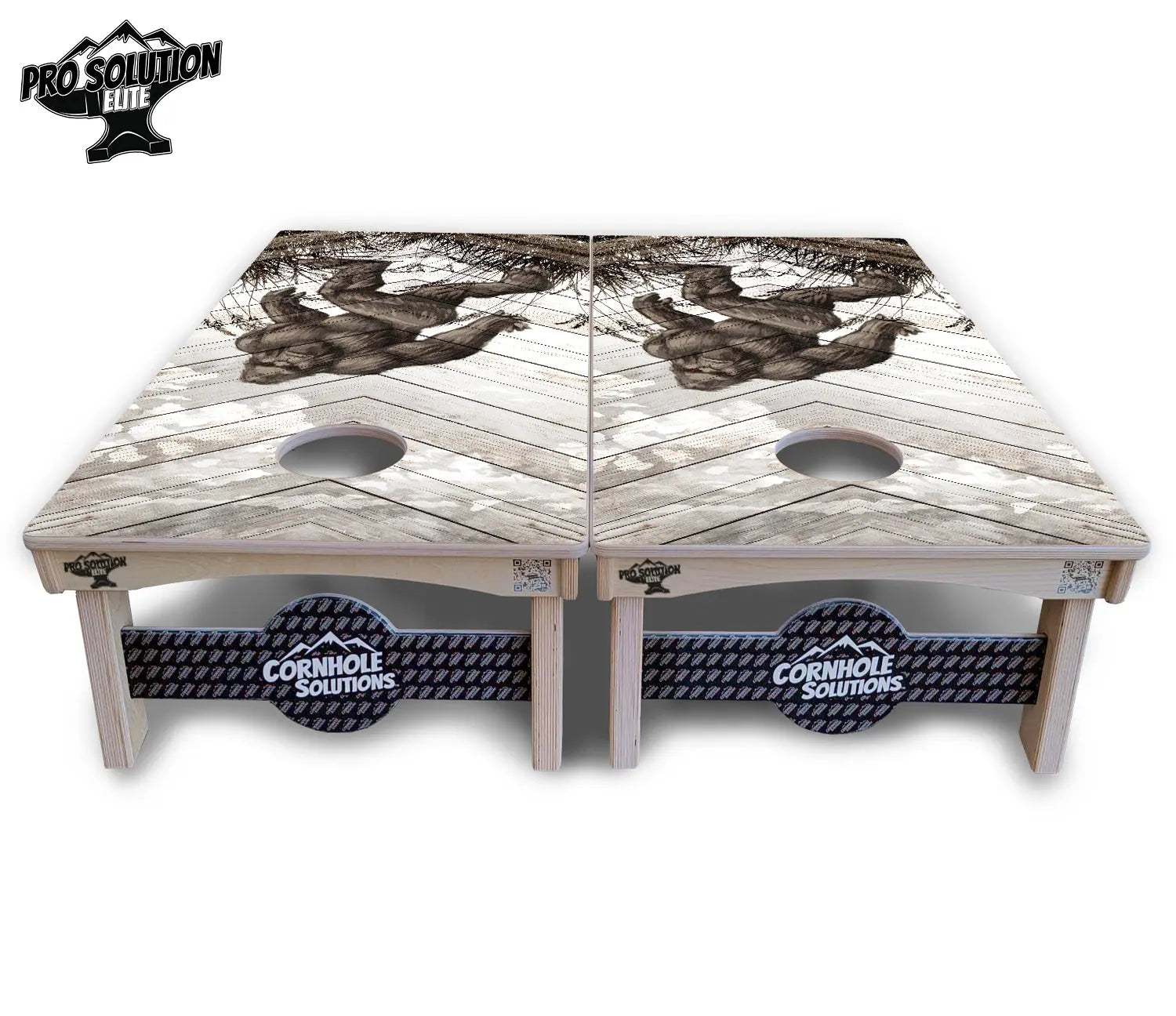 Bigfoot Whitewash Cornhole Boards - Pro Solution Elite Series by Cornhole Solutions, custom cornhole board detail photo 3