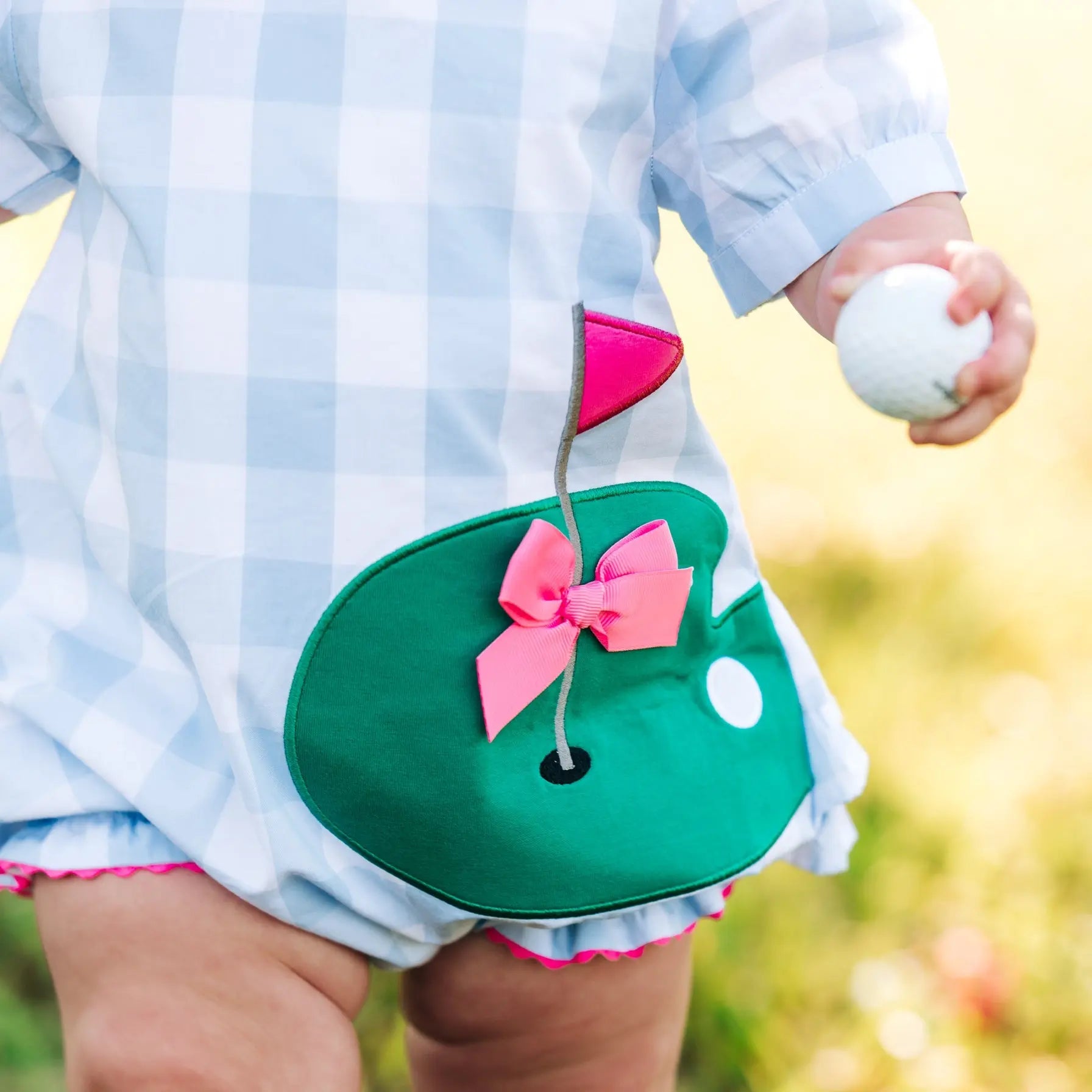 Birdie Blue Golf Bubble by Seven Lantern Lane, children's boutique clothing detail photo 2