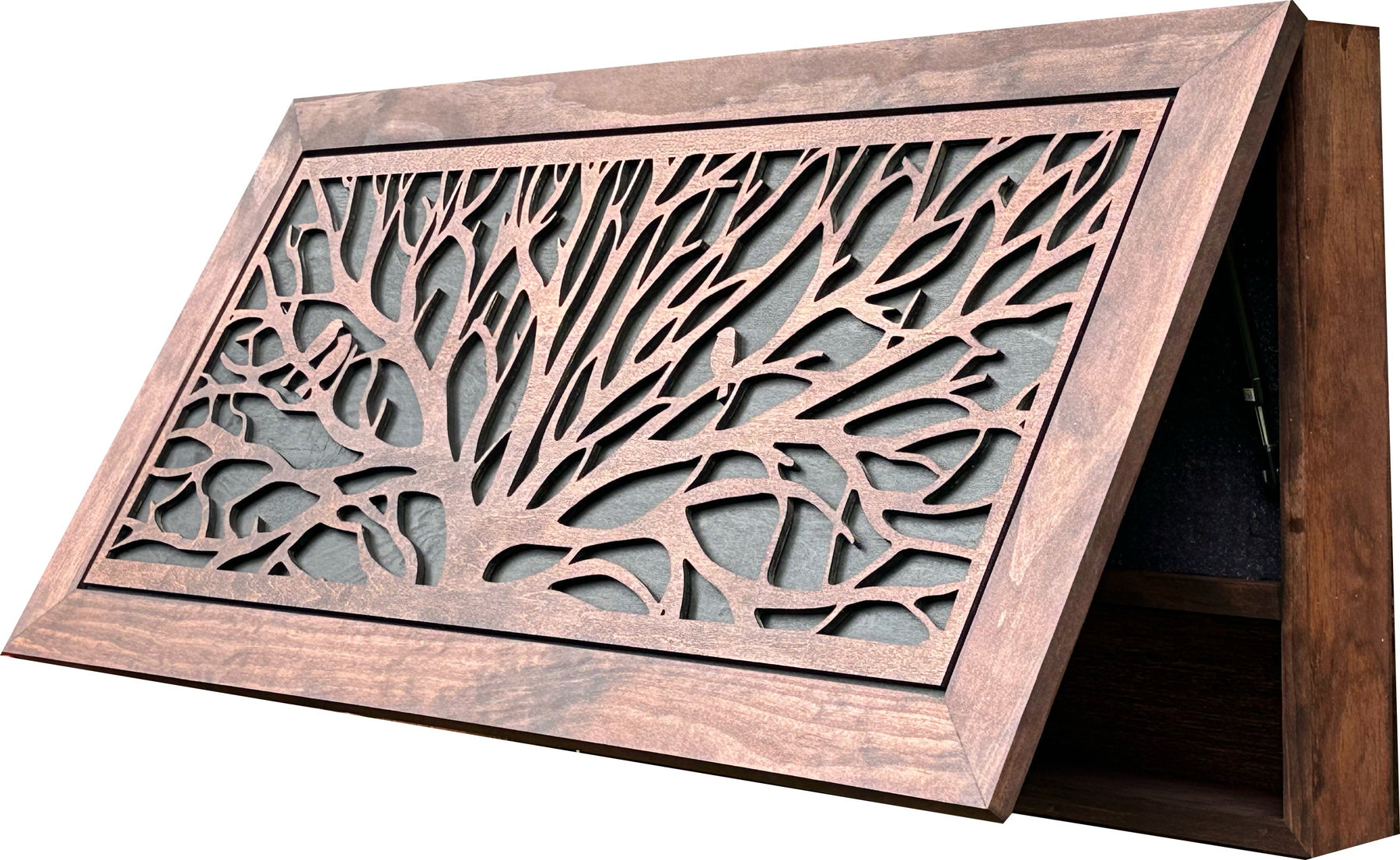 Birds in a Tree Large Gun Concealment Decor - Handcrafted Wooden Gun Cabinets - Gun Shelf Hidden Storage for Rifles, Shotguns, & Handguns - Quick Acce by Bellewood Designs