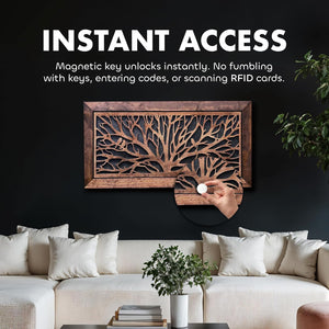 Birds in a Tree Large Gun Concealment Decor - Handcrafted Wooden Gun Cabinets - Gun Shelf Hidden Storage for Rifles, Shotguns, & Handguns - Quick Acce by Bellewood Designs