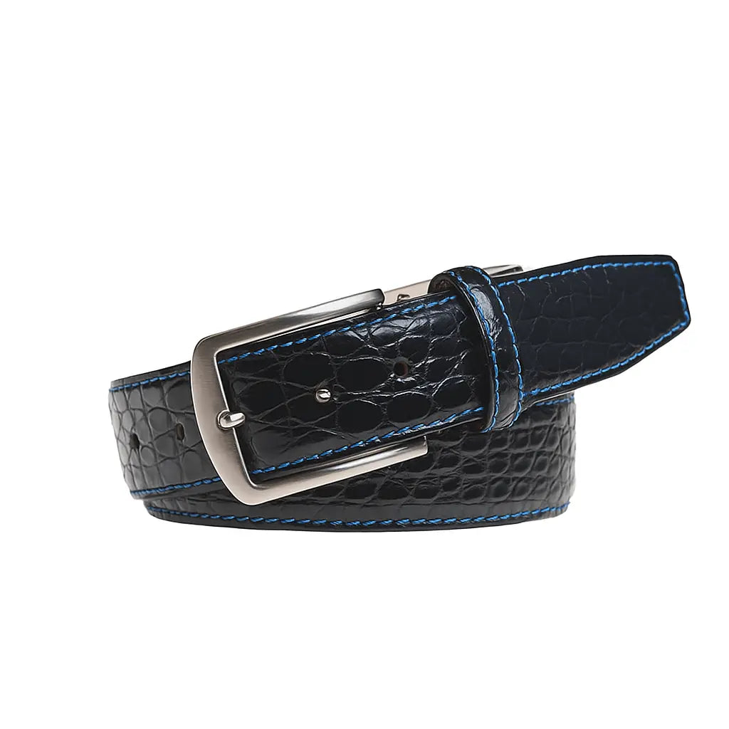 Black Caiman Crocodile Leather Belt by Roger Ximenez: Bespoke Belts and Leather Accessories, handmade leather goods detail photo 2