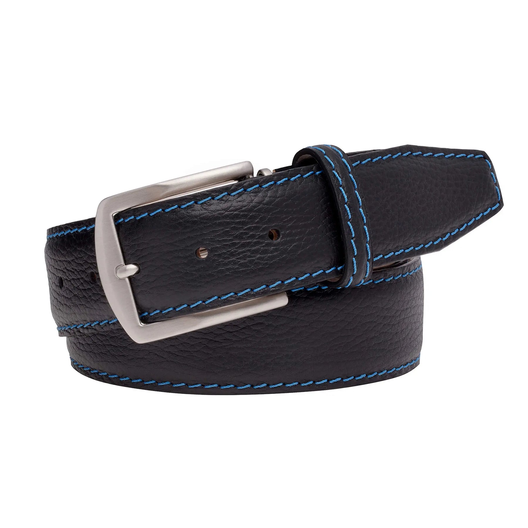 Black Italian Pebble Grain Belt by Roger Ximenez: Bespoke Belts and Leather Accessories, handmade leather goods main product photo