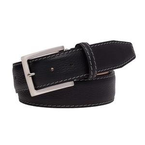 Black Italian Pebble Grain Belt by Roger Ximenez: Bespoke Belts and Leather Accessories, handmade leather goods detail photo 3
