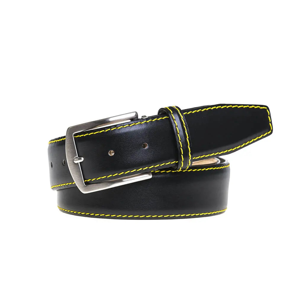Black Italian Smooth Calf Leather Belt by Roger Ximenez: Bespoke Belts and Leather Accessories, handmade leather goods detail photo 4