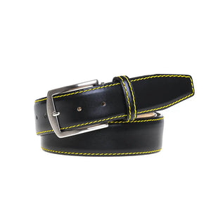 Black Italian Smooth Calf Leather Belt by Roger Ximenez: Bespoke Belts and Leather Accessories, handmade leather goods detail photo 4
