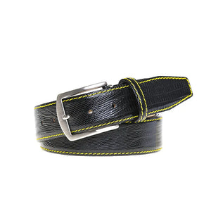 Black Mock Lizard Belt by Roger Ximenez: Bespoke Belts and Leather Accessories, handmade leather goods detail photo 5