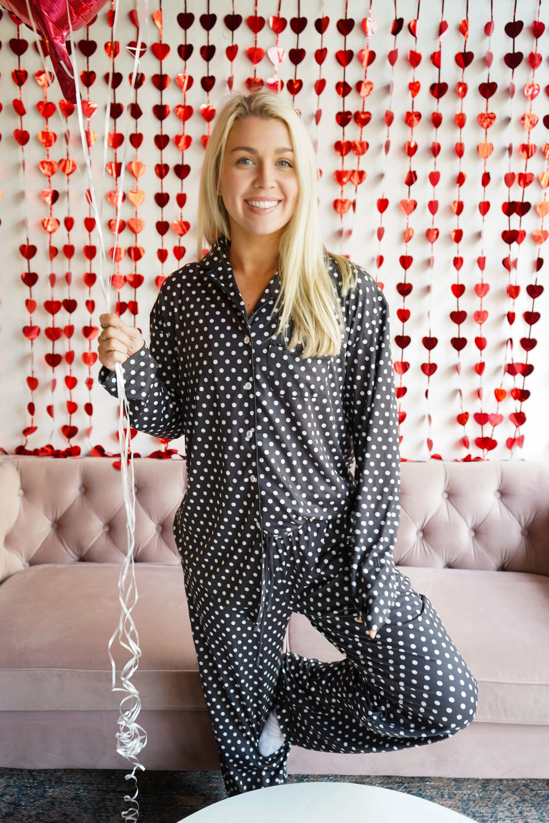 Black Polka Dot - Long Pajama Set by KenzKustomz, Southern food gift detail photo 8