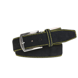 Black Suede Leather Belt by Roger Ximenez: Bespoke Belts and Leather Accessories, handmade leather goods detail photo 4