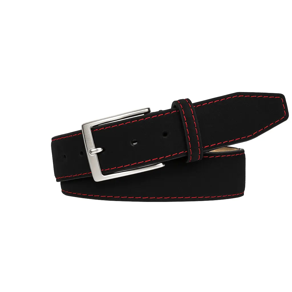 Black Suede Leather Belt by Roger Ximenez: Bespoke Belts and Leather Accessories, handmade leather goods detail photo 9