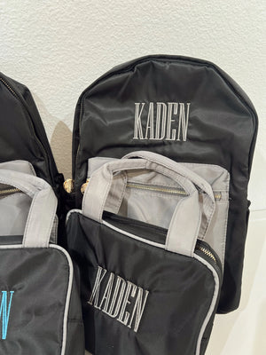 Black + Grey Colorblock Backpack PLAIN NO EMBROIDERY by KenzKustomz, handmade leather goods detail photo 15
