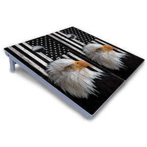 Black & White Eagle Flag Cornhole Boards - All Weather Series by Cornhole Solutions, custom cornhole board detail photo 3