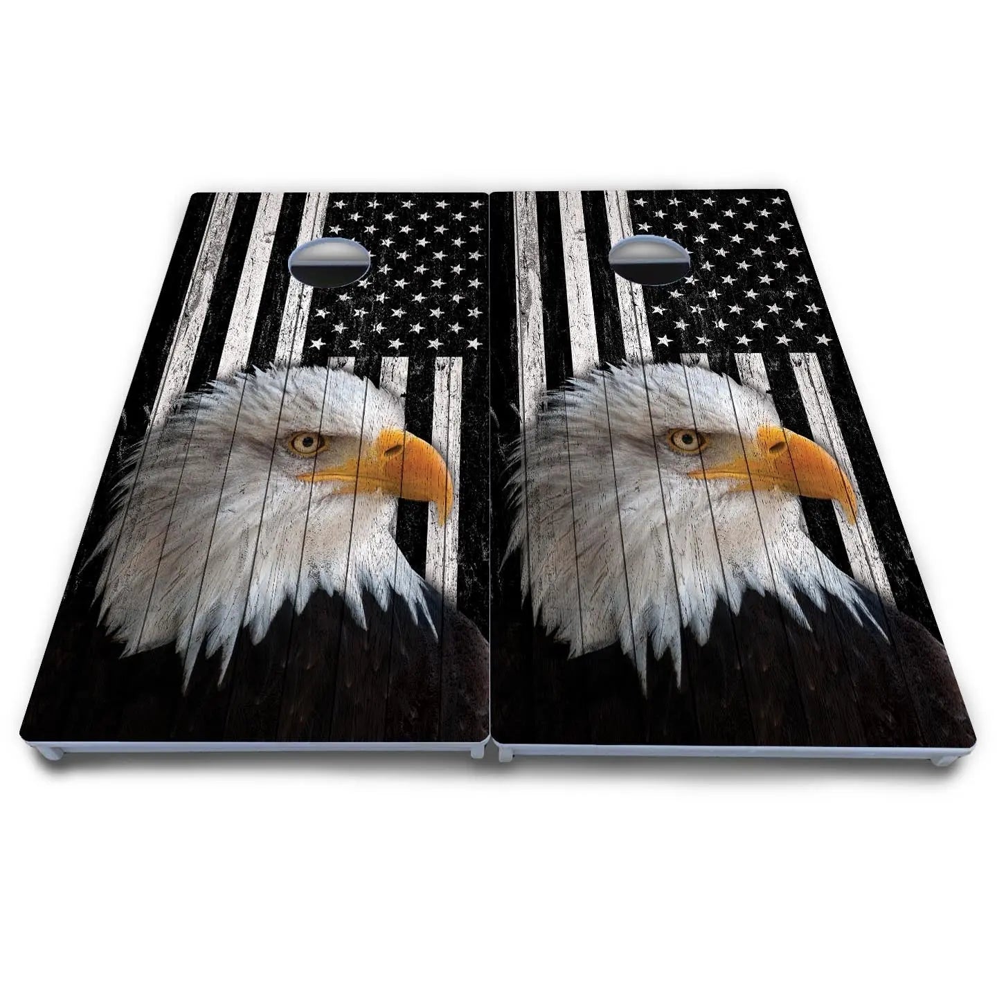 Black & White Eagle Flag Cornhole Boards - All Weather Series by Cornhole Solutions, custom cornhole board detail photo 4