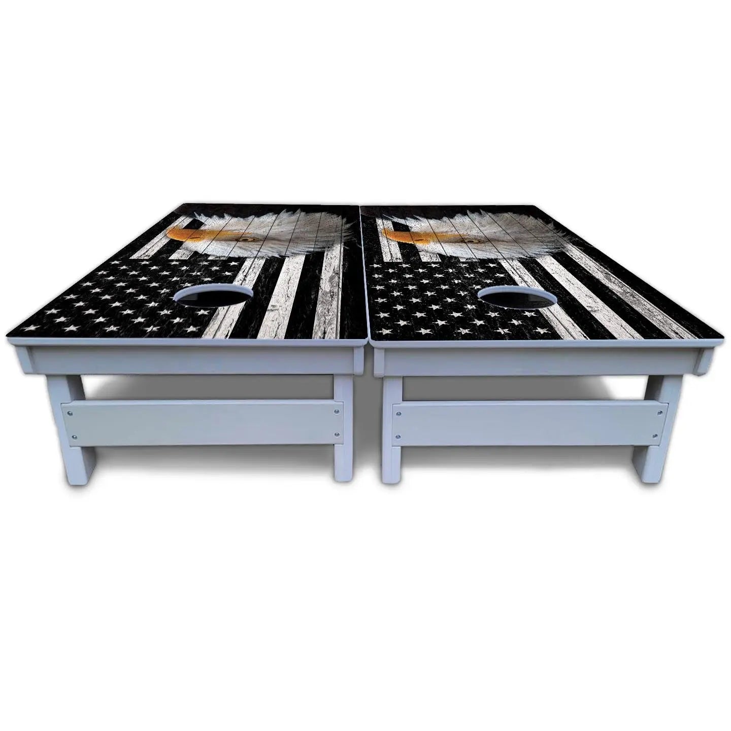 Black & White Eagle Flag Cornhole Boards - All Weather Series by Cornhole Solutions, custom cornhole board detail photo 5