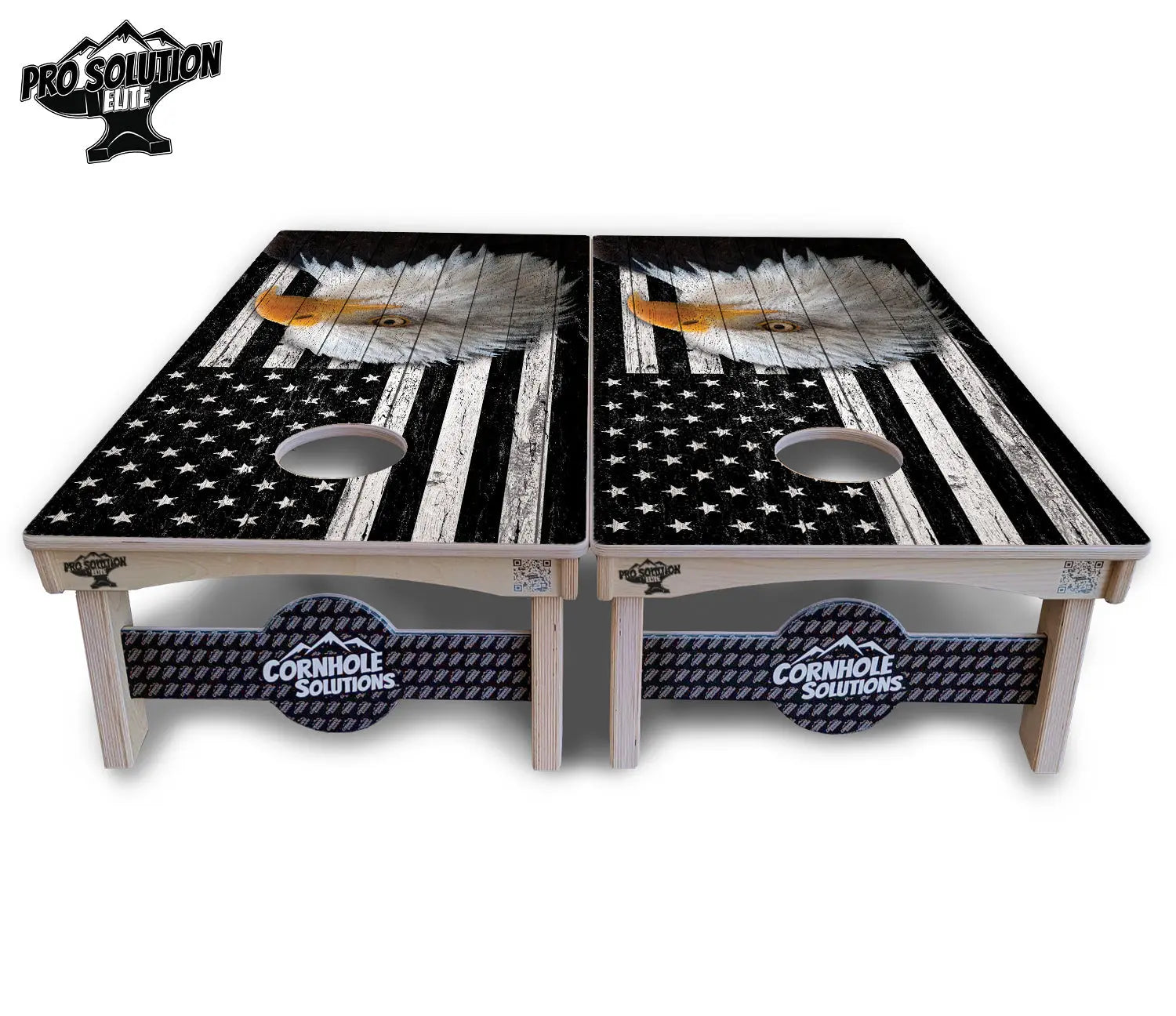 Black & White Eagle Flag Cornhole Boards - Pro Solution Elite Series by Cornhole Solutions, custom cornhole board detail photo 3