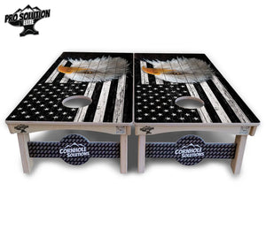 Black & White Eagle Flag Cornhole Boards - Pro Solution Elite Series by Cornhole Solutions, custom cornhole board detail photo 3