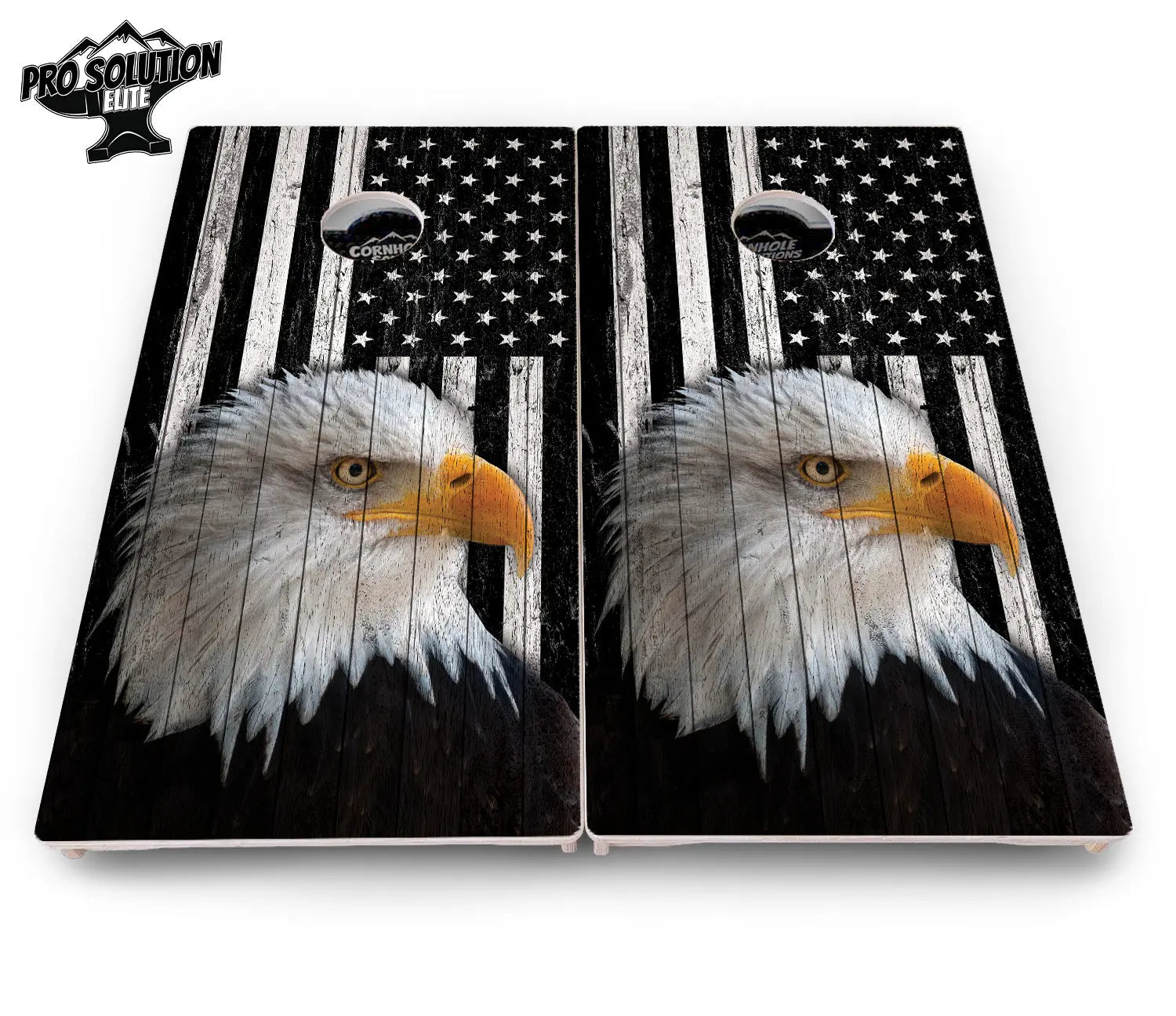 Black & White Eagle Flag Cornhole Boards - Pro Solution Elite Series by Cornhole Solutions, custom cornhole board detail photo 4