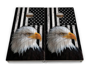 Black & White Eagle Flag Cornhole Boards - Professional Tournament Series by Cornhole Solutions, custom cornhole board detail photo 4