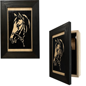 Horse Wall Art Gun Concealment Furniture - Handcrafted Hidden Gun Storage Wall Decor - Hidden Gun Shelf with Magnetic Lock for Quick Access by Bellewood Designs, Southern home