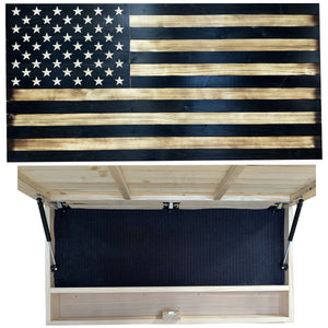 Large American Flag Gun Safe - Quick Access Hidden Gun Safe for Rifles, Shotguns, & Handguns - Gun Concealment Furniture with Magnetic Lock - Gun Self by Bellewood Designs