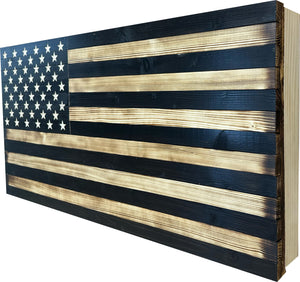 Large American Flag Gun Safe - Quick Access Hidden Gun Safe for Rifles, Shotguns, & Handguns - Gun Concealment Furniture with Magnetic Lock - Gun Self by Bellewood Designs