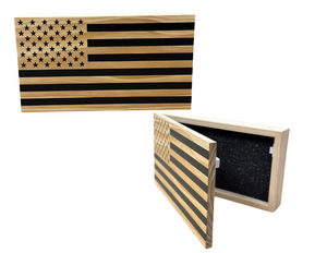 Opposite Inverted Flag (Black) Gun Safe - Wall Mounted Decorative Secure Gun Cabinet by Bellewood Designs, Southern home decor main product photo