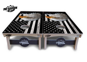 Black & White Eagle Flag Cornhole Boards - Pro Solution Lite Series by Cornhole Solutions, custom cornhole board detail photo 3