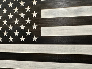 American Flag Decorative & Secure Wall-Mounted Gun Cabinet (Black & White Distressed) by Bellewood Designs, Southern home decor detail photo 9