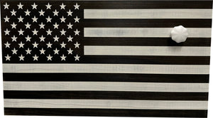 American Flag Decorative & Secure Wall-Mounted Gun Cabinet (Black & White Distressed) by Bellewood Designs, Southern home decor detail photo 4