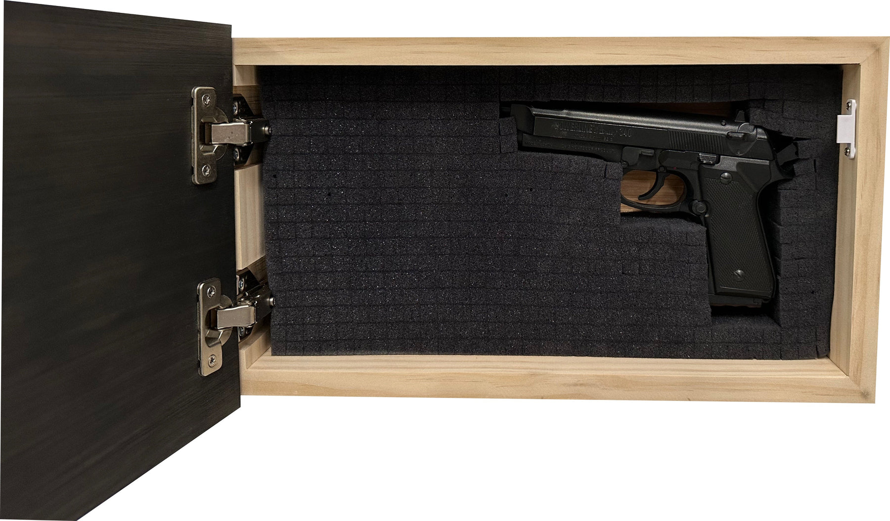 American Flag Decorative & Secure Wall-Mounted Gun Cabinet (Black & White Distressed) by Bellewood Designs, Southern home decor detail photo 7