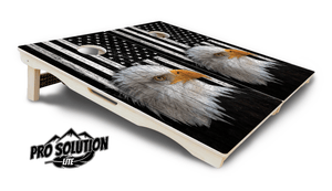 Black & White Eagle Flag Cornhole Boards - Pro Solution Lite Series