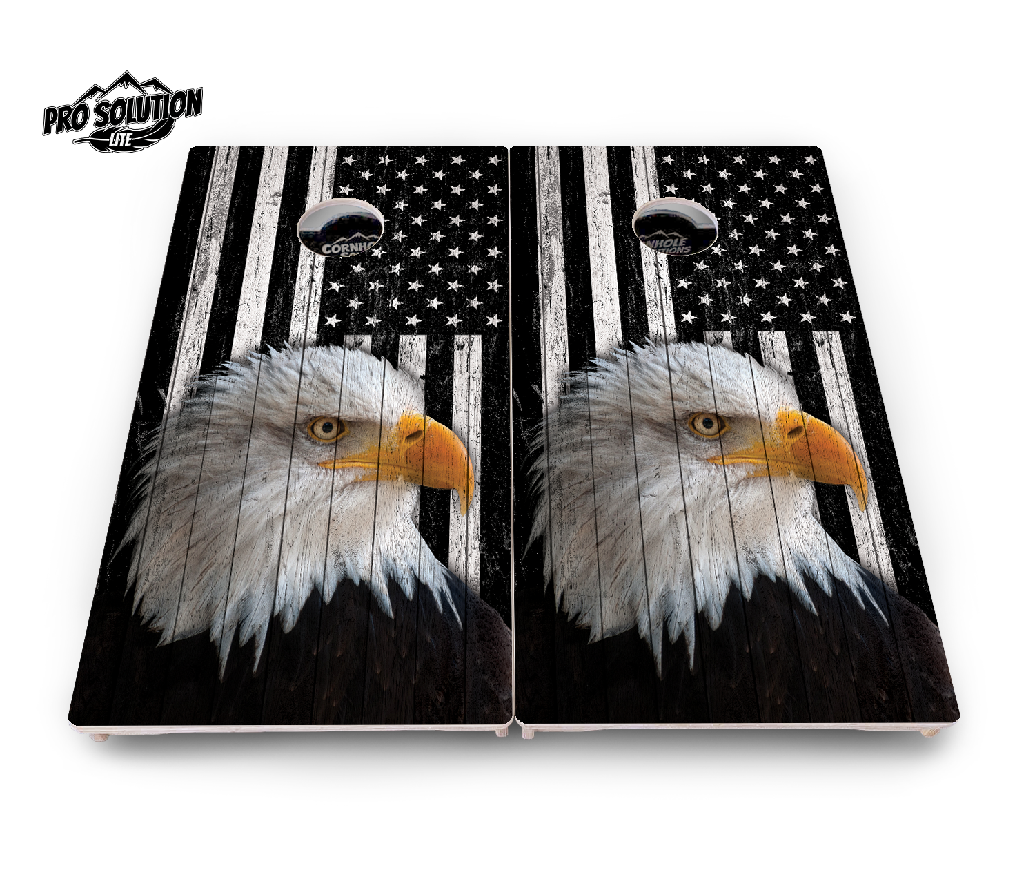 Black & White Eagle Flag Cornhole Boards - Pro Solution Lite Series by Cornhole Solutions, custom cornhole board detail photo 5