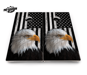 Black & White Eagle Flag Cornhole Boards - Pro Solution Lite Series