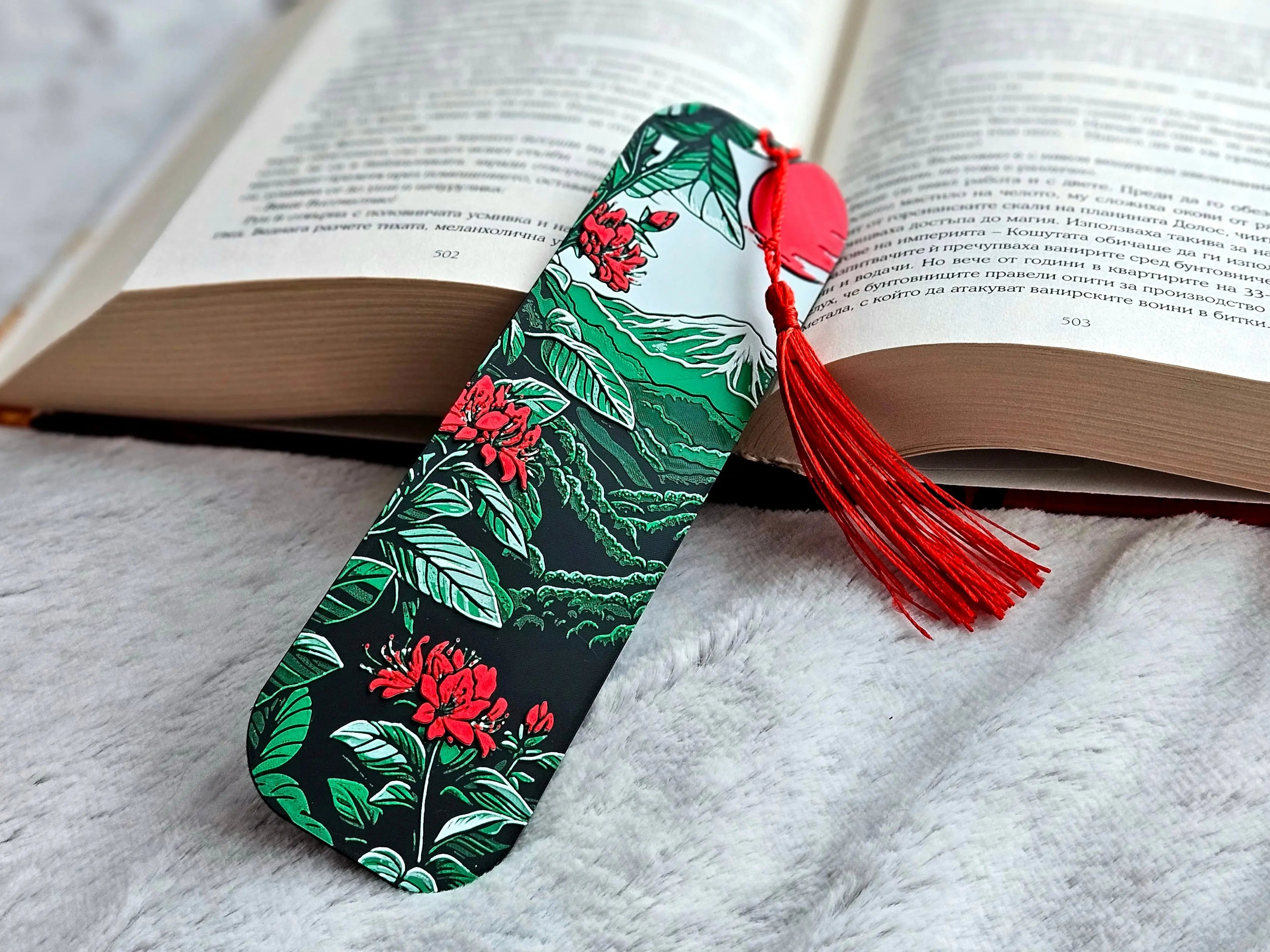 Blossoms of Fuji Bookmark – Mount Fuji Japanese Landscape Bookmark by The Tween Space, Southern lifestyle apparel main product photo