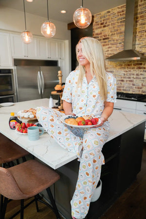 Blue Breakfast - Short Sleeve + Pant Pajama Set by KenzKustomz, Southern food gift detail photo 11
