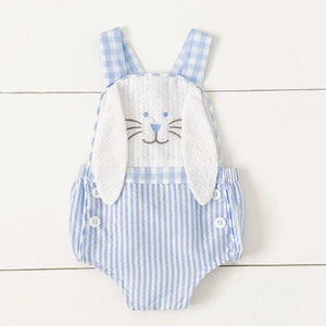 Blue Bunny Sunsuit by Seven Lantern Lane, children's boutique clothing detail photo 7