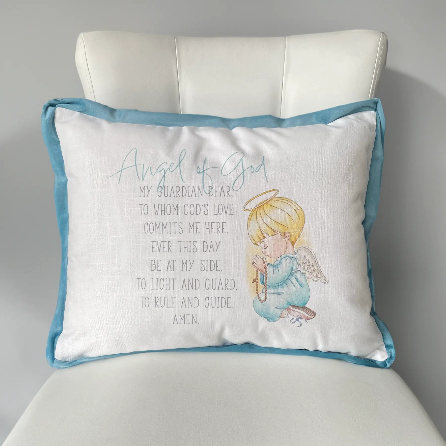 Blue Guardian Angel Printed Pillow by Nola Tawk, paper gift main product photo