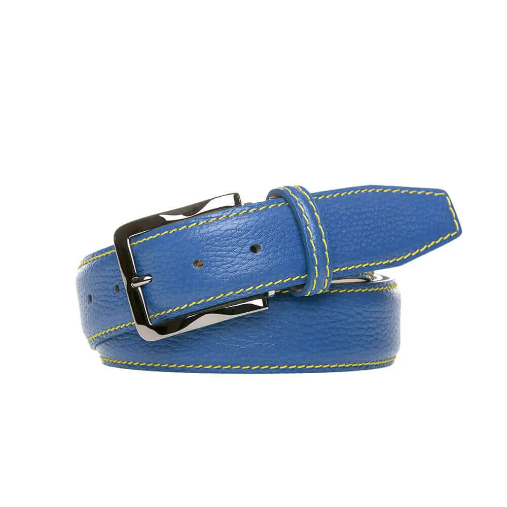 Blue Pebble Belt by Roger Ximenez: Bespoke Belts and Leather Accessories, handmade leather goods detail photo 4