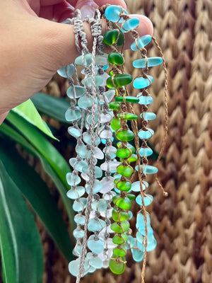 Blue Sea Glass Necklace by HALT, handmade jewelry detail photo 7