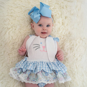 Blue Skirted Bunny Bubble by Seven Lantern Lane, children's boutique clothing detail photo 2