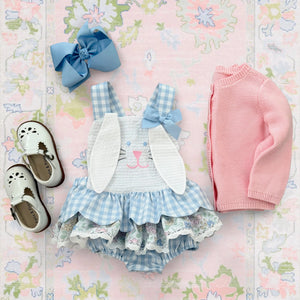 Blue Skirted Bunny Bubble by Seven Lantern Lane, children's boutique clothing detail photo 9