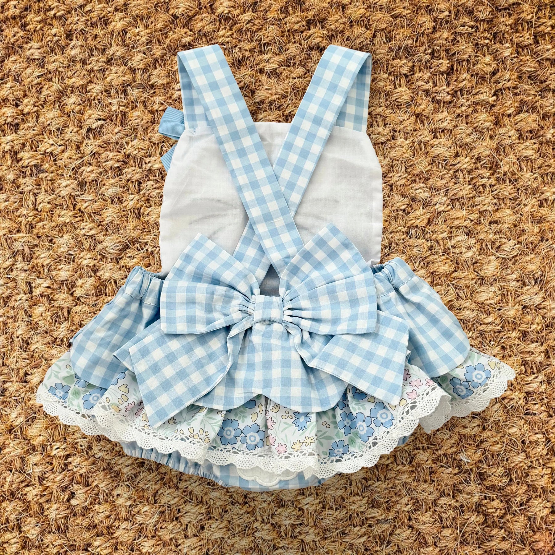 Blue Skirted Bunny Bubble by Seven Lantern Lane, children's boutique clothing detail photo 10