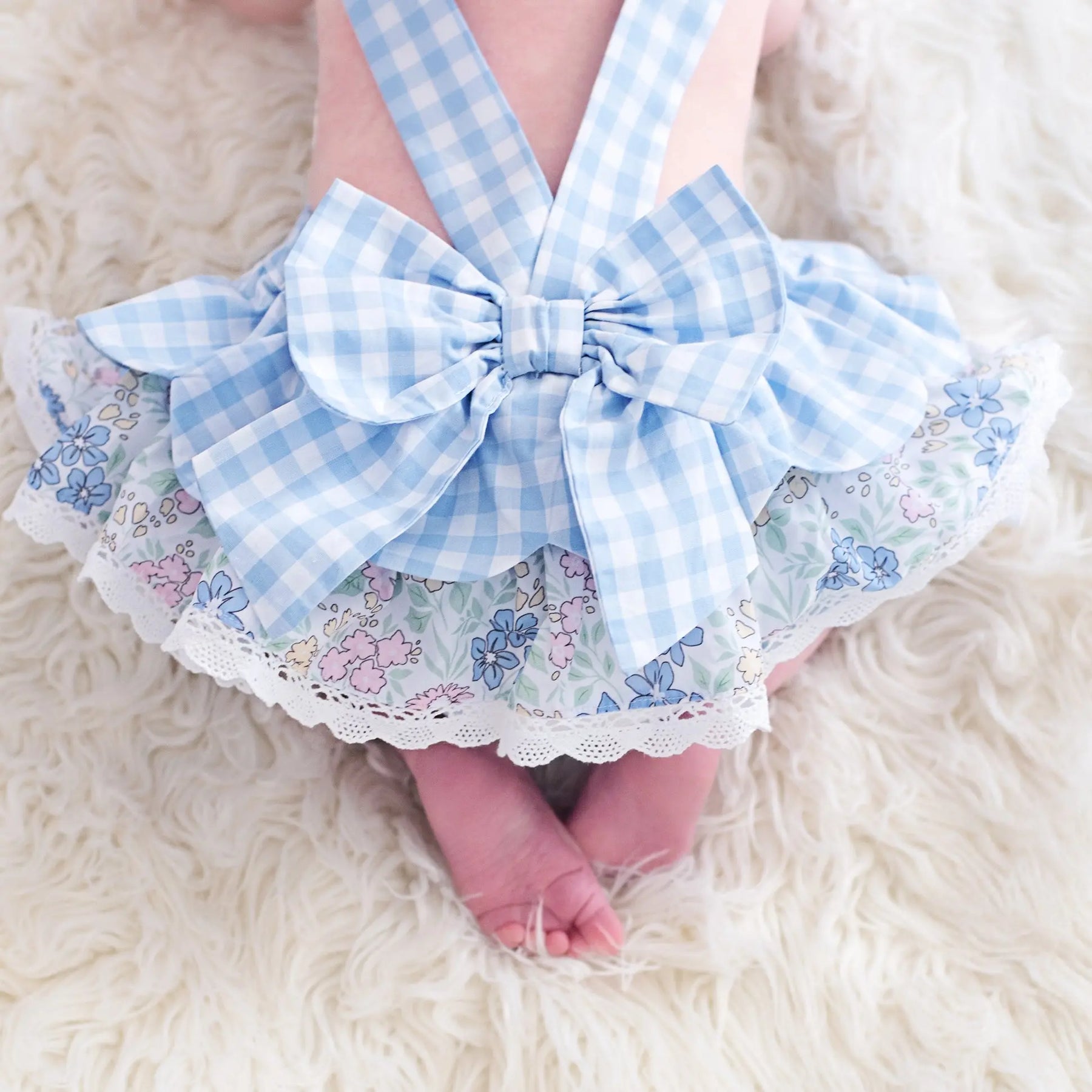 Blue Skirted Bunny Bubble by Seven Lantern Lane, children's boutique clothing detail photo 12