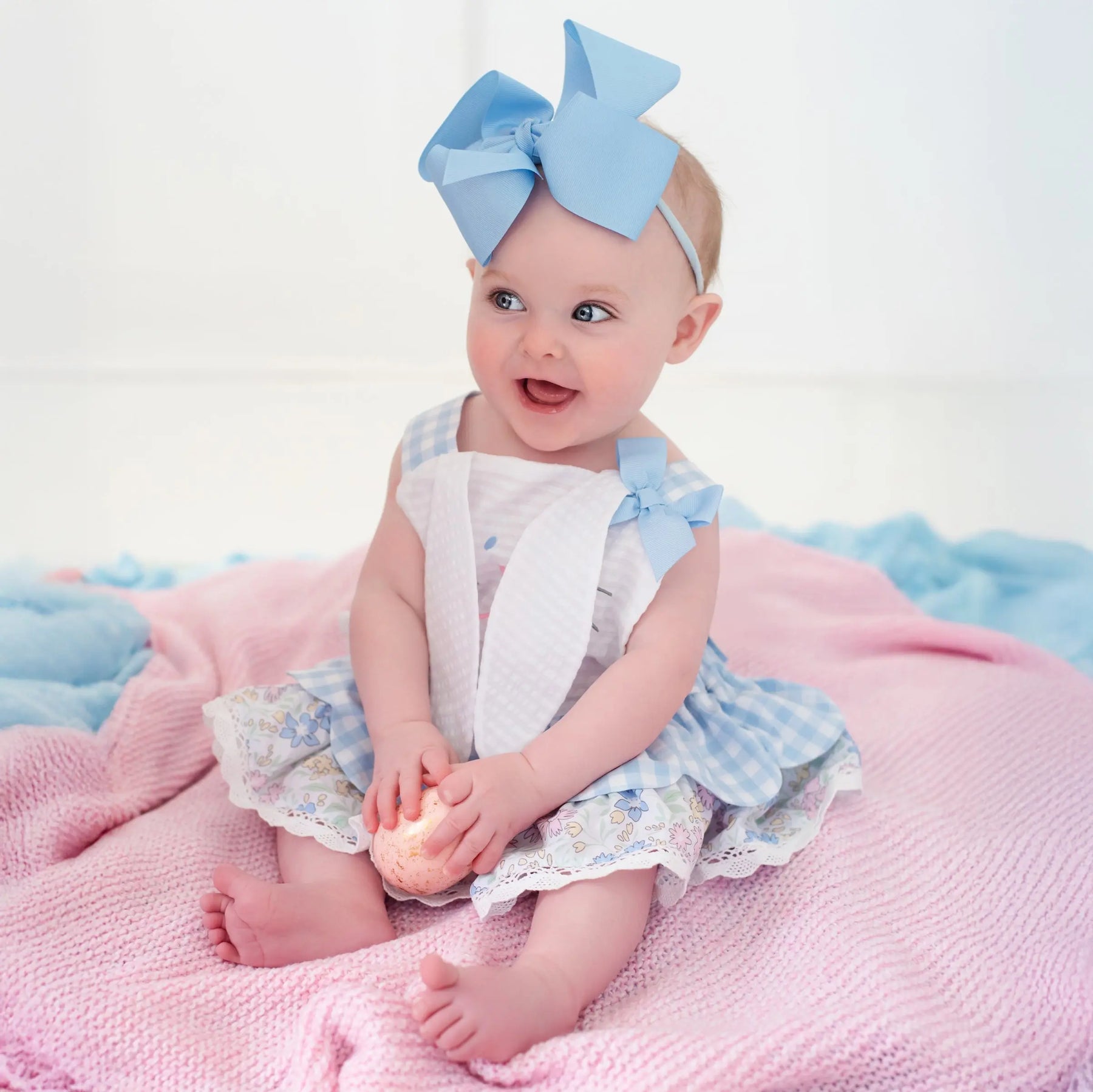 Blue Skirted Bunny Bubble by Seven Lantern Lane, children's boutique clothing detail photo 13