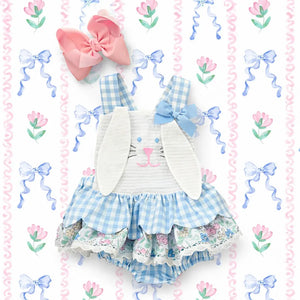 Blue Skirted Bunny Bubble by Seven Lantern Lane, children's boutique clothing detail photo 14