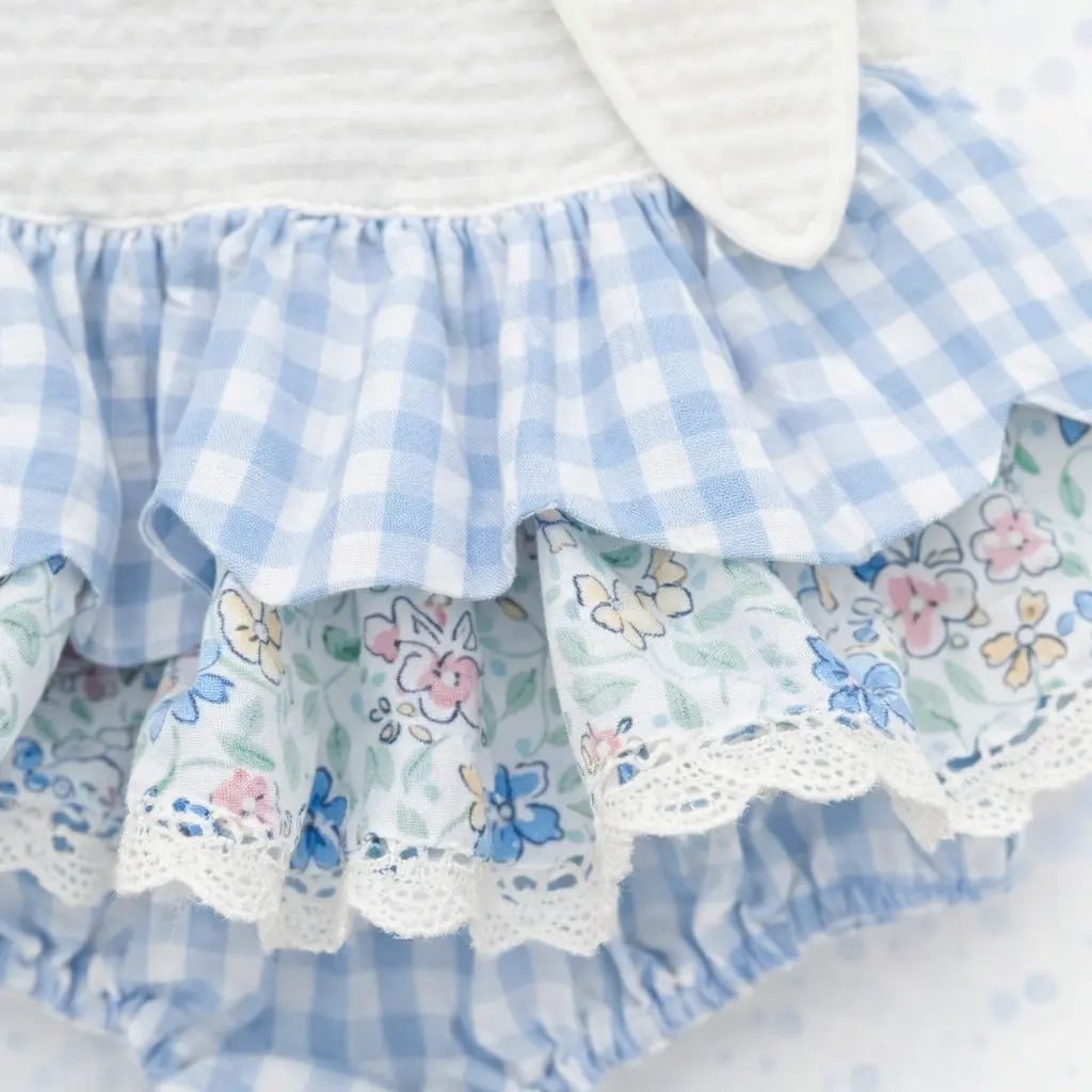Blue Skirted Bunny Bubble by Seven Lantern Lane, children's boutique clothing detail photo 15
