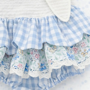 Blue Skirted Bunny Bubble by Seven Lantern Lane, children's boutique clothing detail photo 15