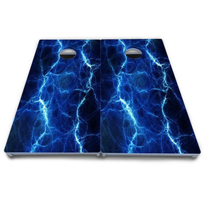 Blue & Green Lightning Cornhole Boards - All Weather Series by Cornhole Solutions, custom cornhole board detail photo 3