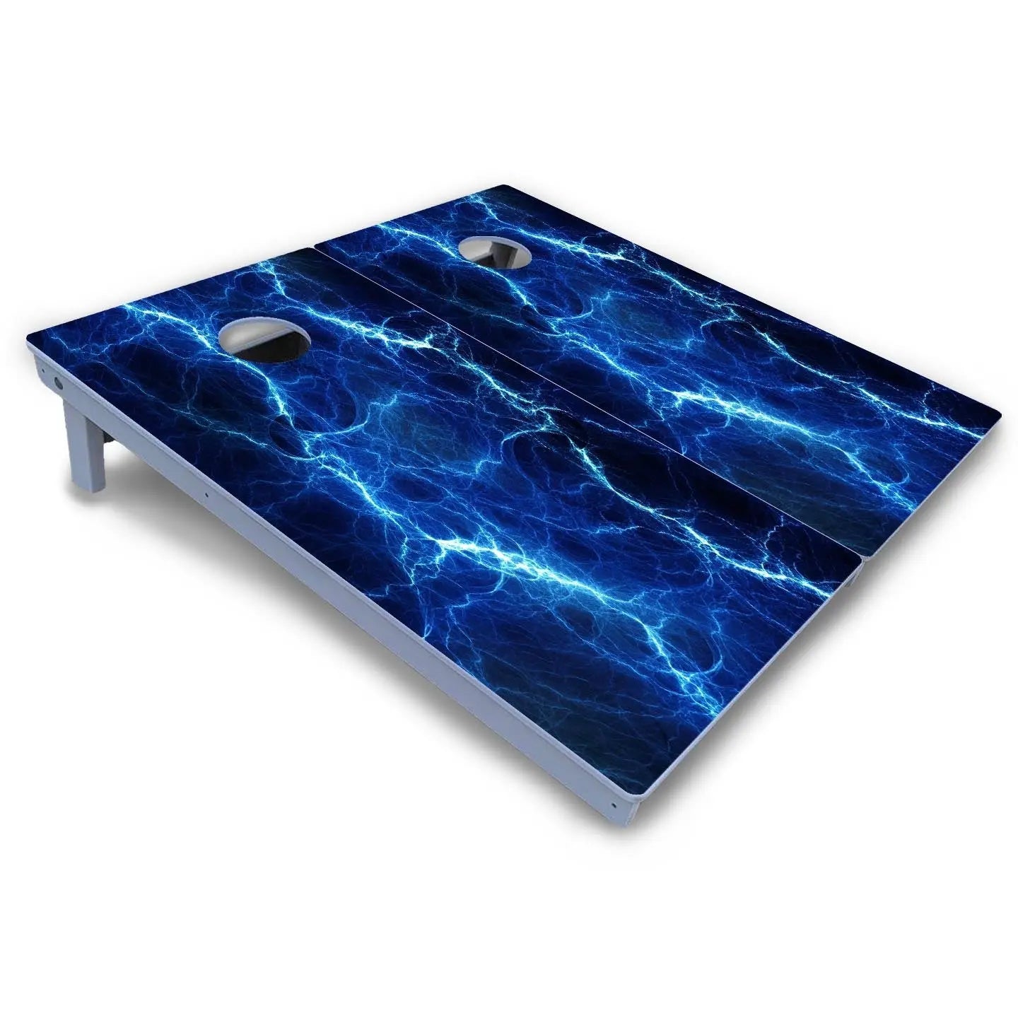 Blue & Green Lightning Cornhole Boards - All Weather Series by Cornhole Solutions, custom cornhole board detail photo 4