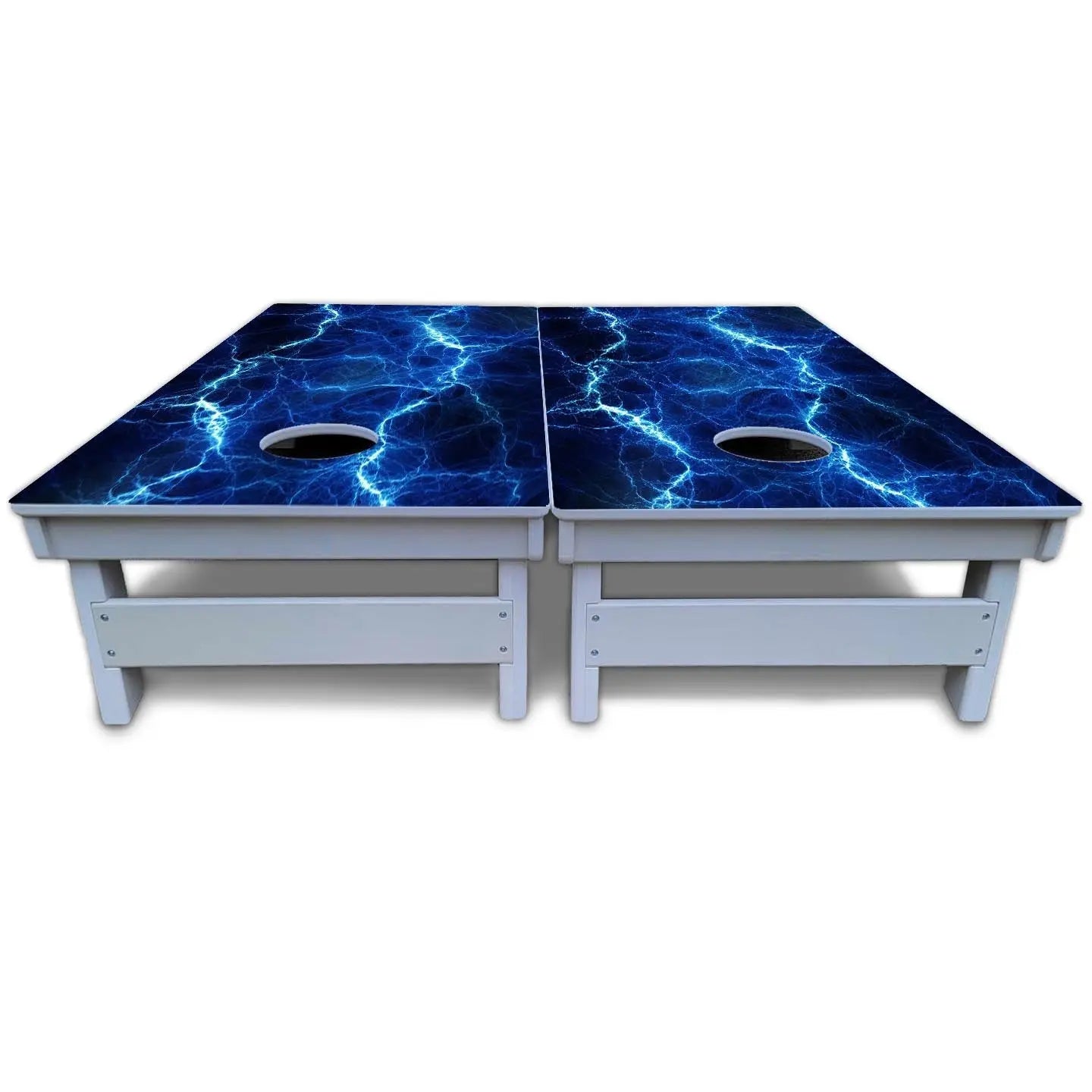Blue & Green Lightning Cornhole Boards - All Weather Series by Cornhole Solutions, custom cornhole board detail photo 5