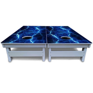 Blue & Green Lightning Cornhole Boards - All Weather Series by Cornhole Solutions, custom cornhole board detail photo 5